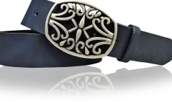 IVY: schöner Damen Ledergürtel 4 cm, echt Ledergürtel, floraler Gürtelschnalle