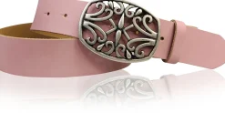 IVY: schöner Damen Ledergürtel 4 cm, echt Ledergürtel, floraler Gürtelschnalle