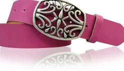IVY: schöner Damen Ledergürtel 4 cm, echt Ledergürtel, floraler Gürtelschnalle