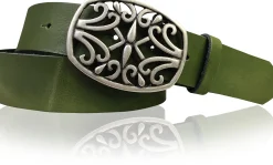 IVY: schöner Damen Ledergürtel 4 cm, echt Ledergürtel, floraler Gürtelschnalle