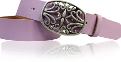 IVY: schöner Damen Ledergürtel 4 cm, echt Ledergürtel, floraler Gürtelschnalle