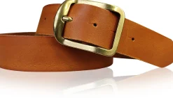 Jeansgürtel aus echtem Leder mit messing farbener Gürtelschnalle