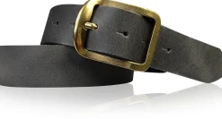 Jeansgürtel aus echtem Leder mit messing farbener Gürtelschnalle