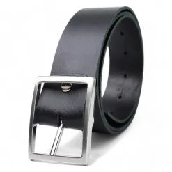 JEDEN TAG-LEDERGÜRTEL 3,8 cm breit, kürzbar, silberne rechteckige Gürtelschnalle, extra Edelstahlschraube