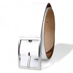 JEDEN TAG-LEDERGÜRTEL 3,8 cm breit, kürzbar, silberne rechteckige Gürtelschnalle, extra Edelstahlschraube