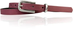 JULE: sehr schmaler Damen Ledergürtel 1,5 cm mit silberner Gürtelschnalle und Schlaufe, echt Leder