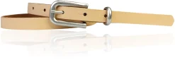 JULE: sehr schmaler Damen Ledergürtel 1,5 cm mit silberner Gürtelschnalle und Schlaufe, echt Leder