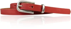 JULE: sehr schmaler Damen Ledergürtel 1,5 cm mit silberner Gürtelschnalle und Schlaufe, echt Leder