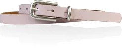 JULE: sehr schmaler Damen Ledergürtel 1,5 cm mit silberner Gürtelschnalle und Schlaufe, echt Leder