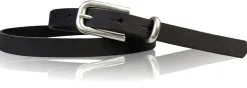 JULE: sehr schmaler Damen Ledergürtel 1,5 cm mit silberner Gürtelschnalle und Schlaufe, echt Leder
