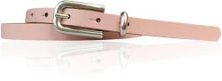 JULE: sehr schmaler Damen Ledergürtel 1,5 cm mit silberner Gürtelschnalle und Schlaufe, echt Leder