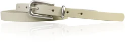 JULE: sehr schmaler Damen Ledergürtel 1,5 cm mit silberner Gürtelschnalle und Schlaufe, echt Leder