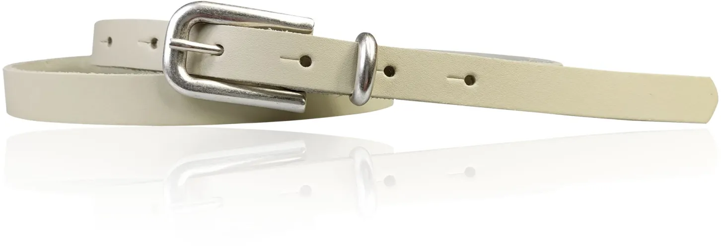JULE: sehr schmaler Damen Ledergürtel 1,5 cm mit silberner Gürtelschnalle und Schlaufe, echt Leder