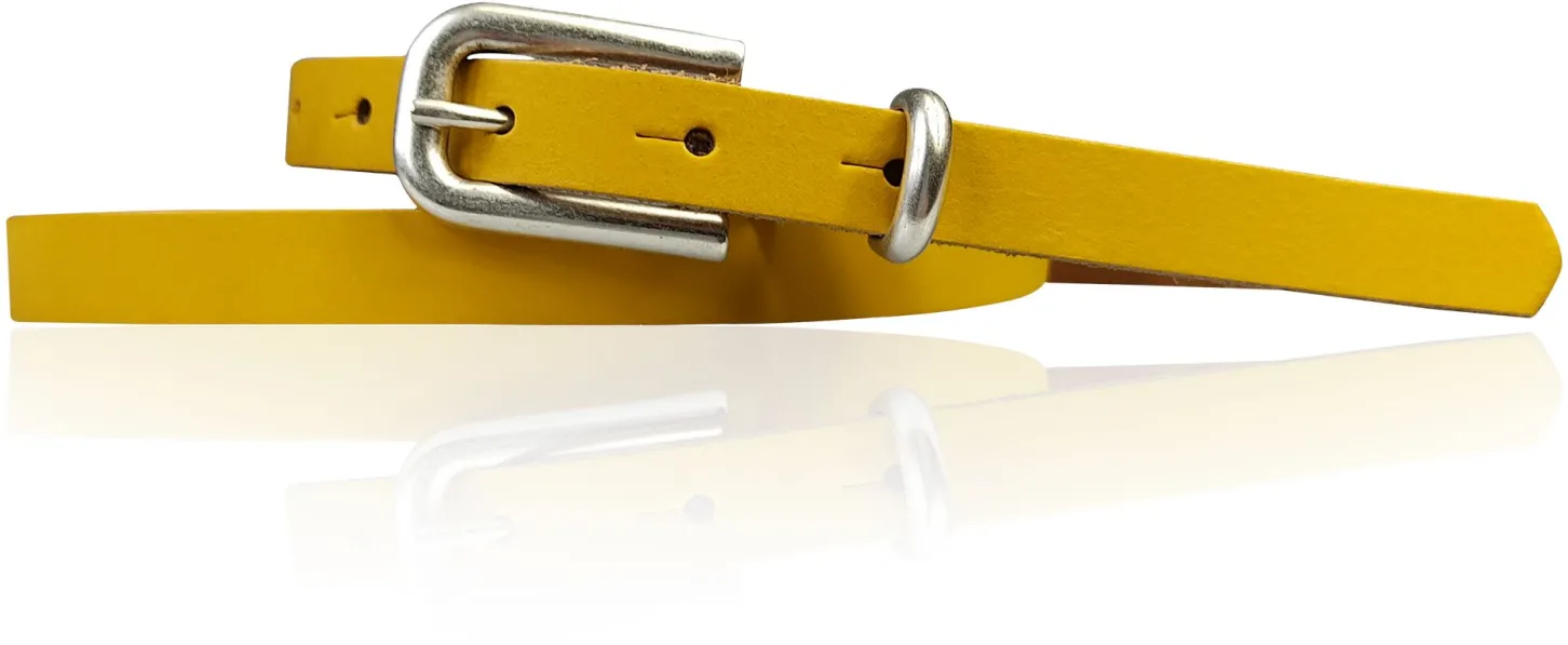 JULE: sehr schmaler Damen Ledergürtel 1,5 cm mit silberner Gürtelschnalle und Schlaufe, echt Leder