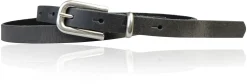 JULE: sehr schmaler Damen Ledergürtel 1,5 cm mit silberner Gürtelschnalle und Schlaufe, echt Leder