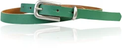 JULE: sehr schmaler Damen Ledergürtel 1,5 cm mit silberner Gürtelschnalle und Schlaufe, echt Leder