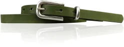 JULE: sehr schmaler Damen Ledergürtel 1,5 cm mit silberner Gürtelschnalle und Schlaufe, echt Leder