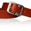 KAI klassischer Ledergürtel für Herren, robuste Gürtelschnalle in dunklem silber, 4,5 cm Leder