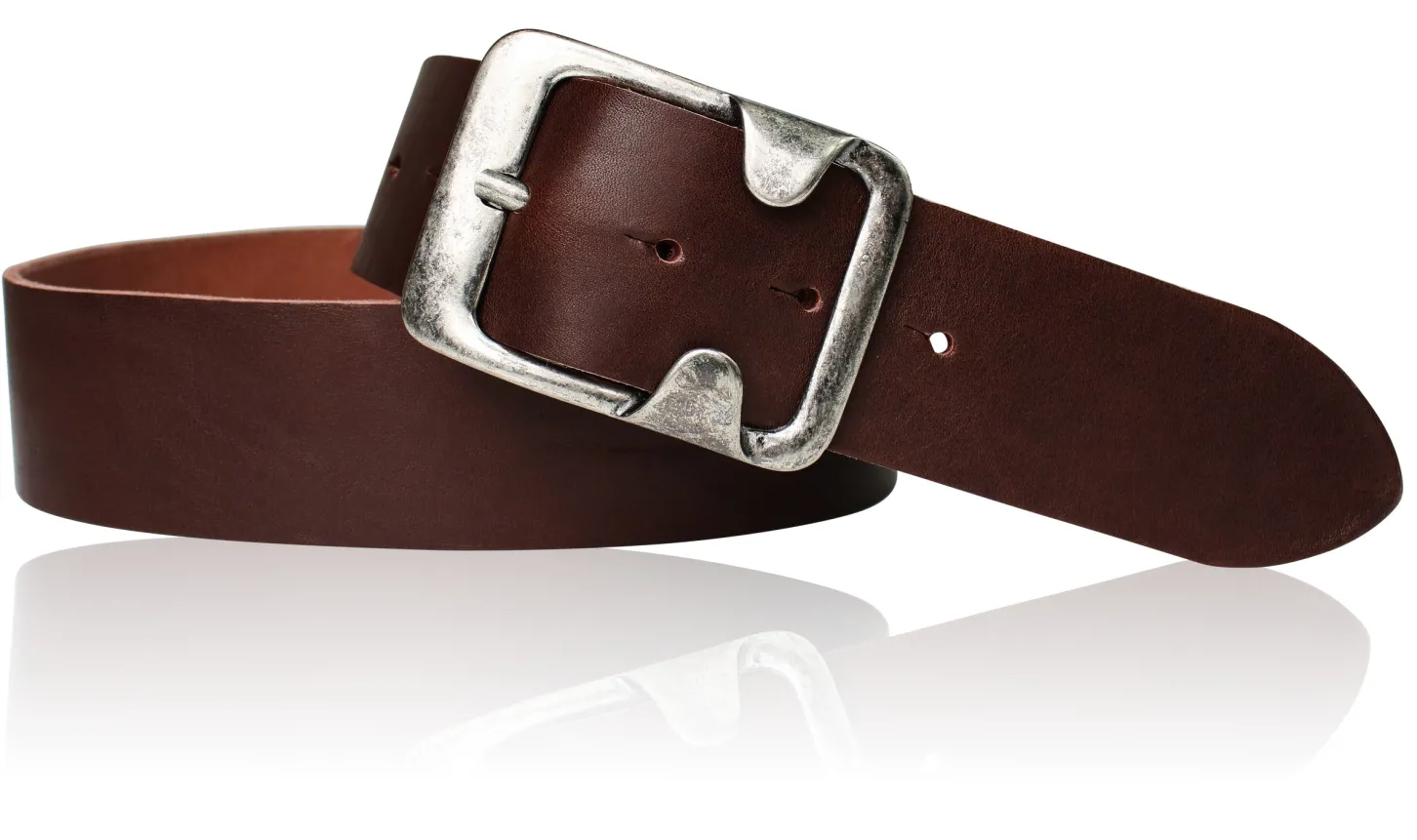 KAI klassischer Ledergürtel für Herren, robuste Gürtelschnalle in dunklem silber, 4,5 cm Leder