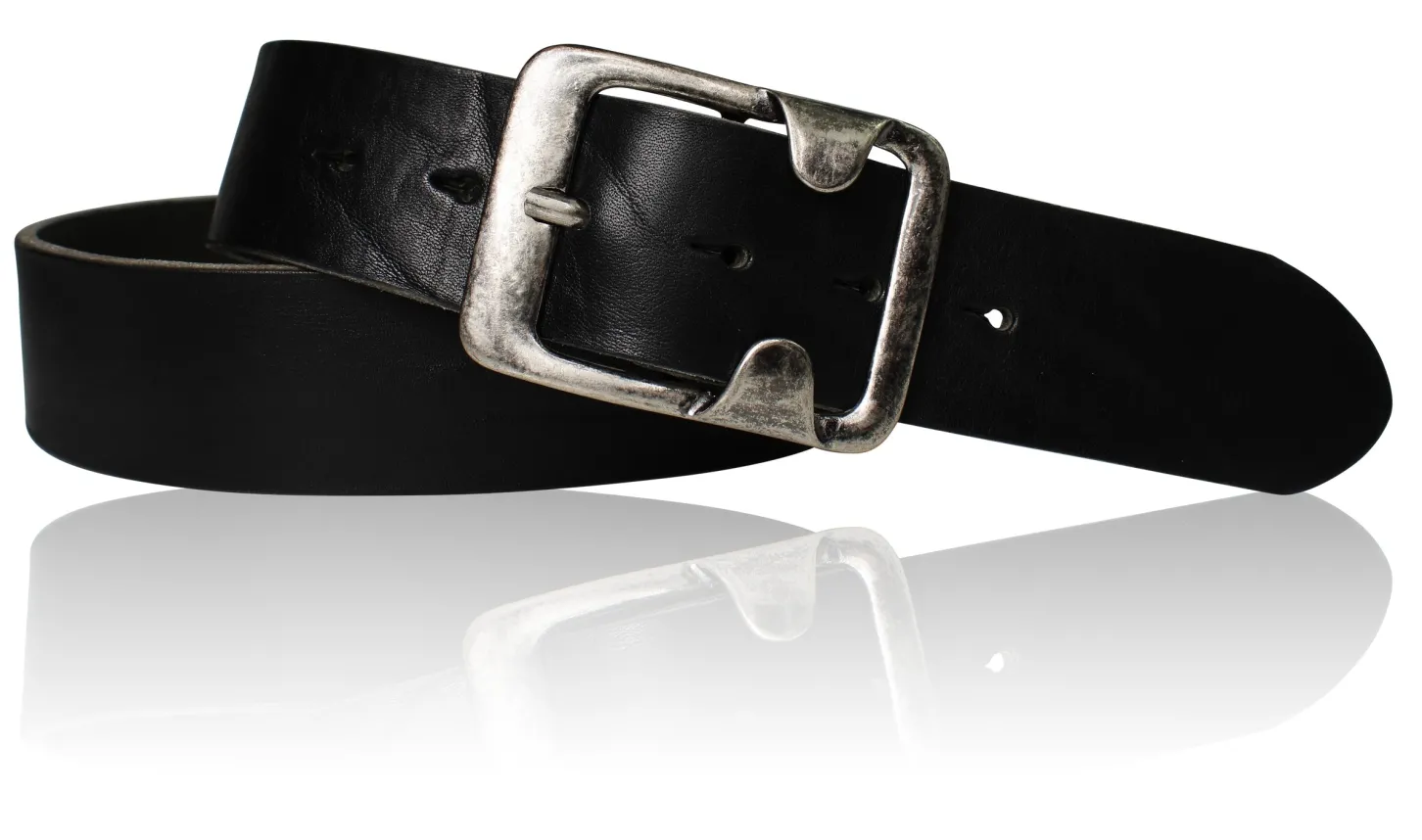 KAI klassischer Ledergürtel für Herren, robuste Gürtelschnalle in dunklem silber, 4,5 cm Leder
