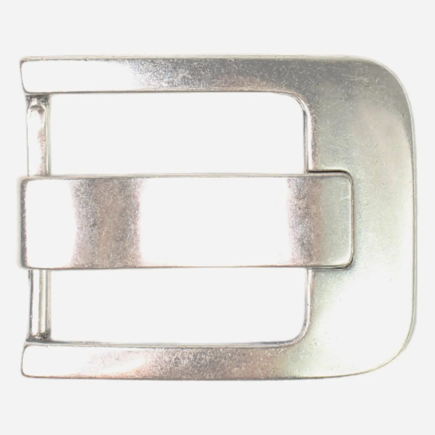 Klassische Gürtelschnalle, Breitdornschnalle, silber, 4,5 cm