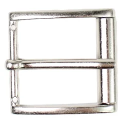 Klassische Gürtelschnalle, Rollschnalle aus Stahl, silber, 4 cm