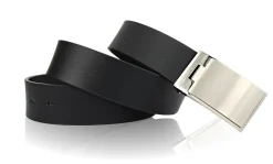 Klassischer Herrengürtel, Klappschnalle versilbert, selber kürzbar, 4 cm breit