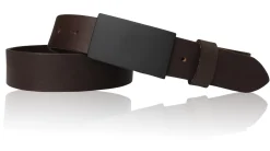 Klassischer Herrenledergürtel, matt schwarze Metallschnalle, 3,5 cm breit, Anzuggürtel, Büffelleder