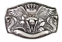 KOBRA Gürtelschnalle mit Kobra, 4 cm silber, Westernschnalle, buckle cobra, Koppelschnalle