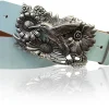 KOLIBRI 2: Damen Ledergürtel Vogel Gürtelschnalle 4 cm, Kolibri Gürtelschnalle silber, Buckle