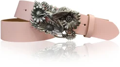 KOLIBRI 2: Damen Ledergürtel Vogel Gürtelschnalle 4 cm, Kolibri Gürtelschnalle silber, Buckle
