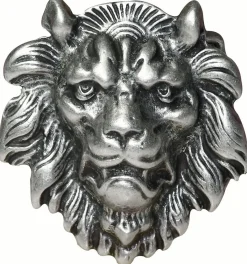 Koppelschnalle Löwenkopf für 4 cm Gürtelriemen, altsilber