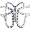 Koppelschnalle Schmetterling für 4 cm Gürtelriemen, silber, Strass