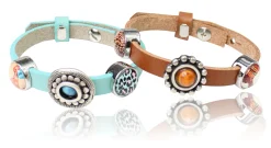 Lederarmband mit Cabochons und passenden Zierteilen, Leo