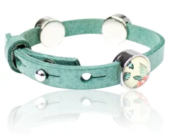 Lederarmband mit Cabochons und passenden Zierteilen