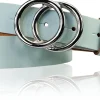 LEONORA: Damen Ledergürtel moderne Ringschnalle silber Echtledergürtel 3 cm