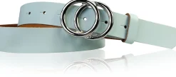 LEONORA: Damen Ledergürtel moderne Ringschnalle silber Echtledergürtel 3 cm
