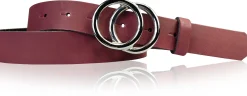 LEONORA: Damen Ledergürtel moderne Ringschnalle silber Echtledergürtel 3 cm