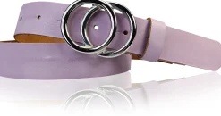 LEONORA: Damen Ledergürtel moderne Ringschnalle silber Echtledergürtel 3 cm