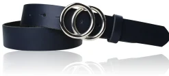 LEONORA: Damen Ledergürtel moderne Ringschnalle silber Echtledergürtel 3 cm