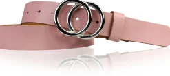 LEONORA: Damen Ledergürtel moderne Ringschnalle silber Echtledergürtel 3 cm