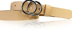 LEONORA: Damen Ledergürtel moderne Ringschnalle silber Echtledergürtel 3 cm