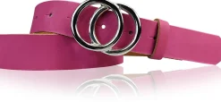 LEONORA: Damen Ledergürtel moderne Ringschnalle silber Echtledergürtel 3 cm