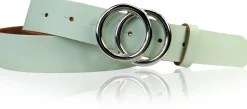 LEONORA: Damen Ledergürtel moderne Ringschnalle silber Echtledergürtel 3 cm