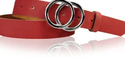 LEONORA: Damen Ledergürtel moderne Ringschnalle silber Echtledergürtel 3 cm