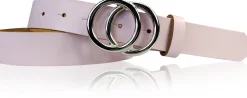 LEONORA: Damen Ledergürtel moderne Ringschnalle silber Echtledergürtel 3 cm
