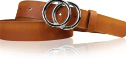 LEONORA: Damen Ledergürtel moderne Ringschnalle silber Echtledergürtel 3 cm