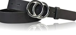 LEONORA: Damen Ledergürtel moderne Ringschnalle silber Echtledergürtel 3 cm