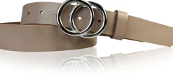 LEONORA: Damen Ledergürtel moderne Ringschnalle silber Echtledergürtel 3 cm
