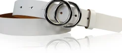 LEONORA: Damen Ledergürtel moderne Ringschnalle silber Echtledergürtel 3 cm